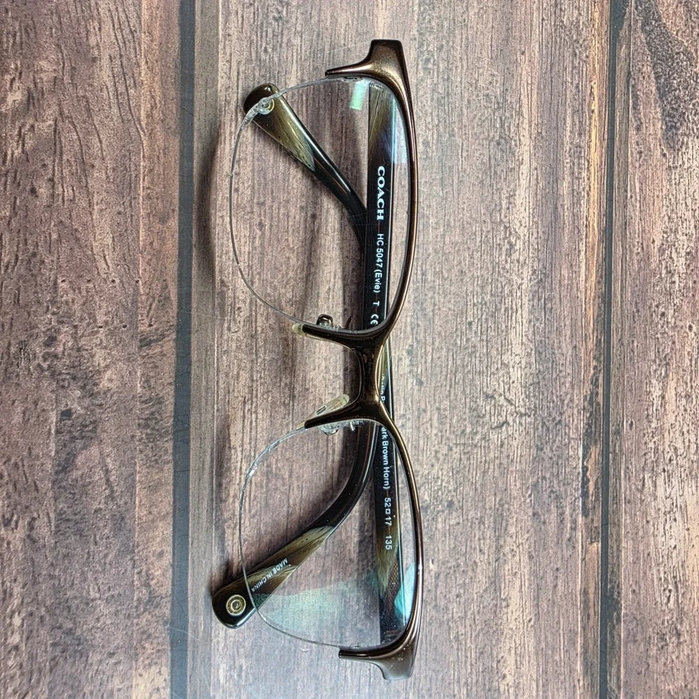 Coach HC 5047 Evie Eyeglasses Satin Brown Dark Brown Horn 52-17-135